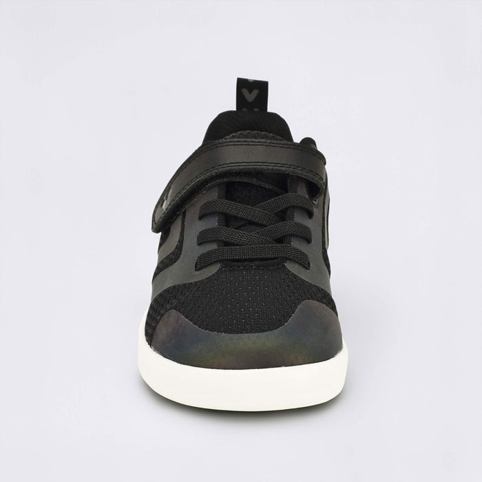 Black Iridescent barefoot kids trainer - front