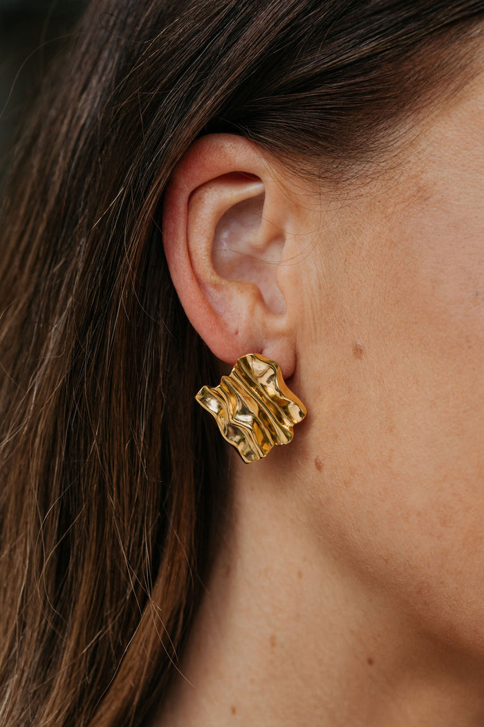 Esme Square Stud Earrings - Gold - The Self Styler