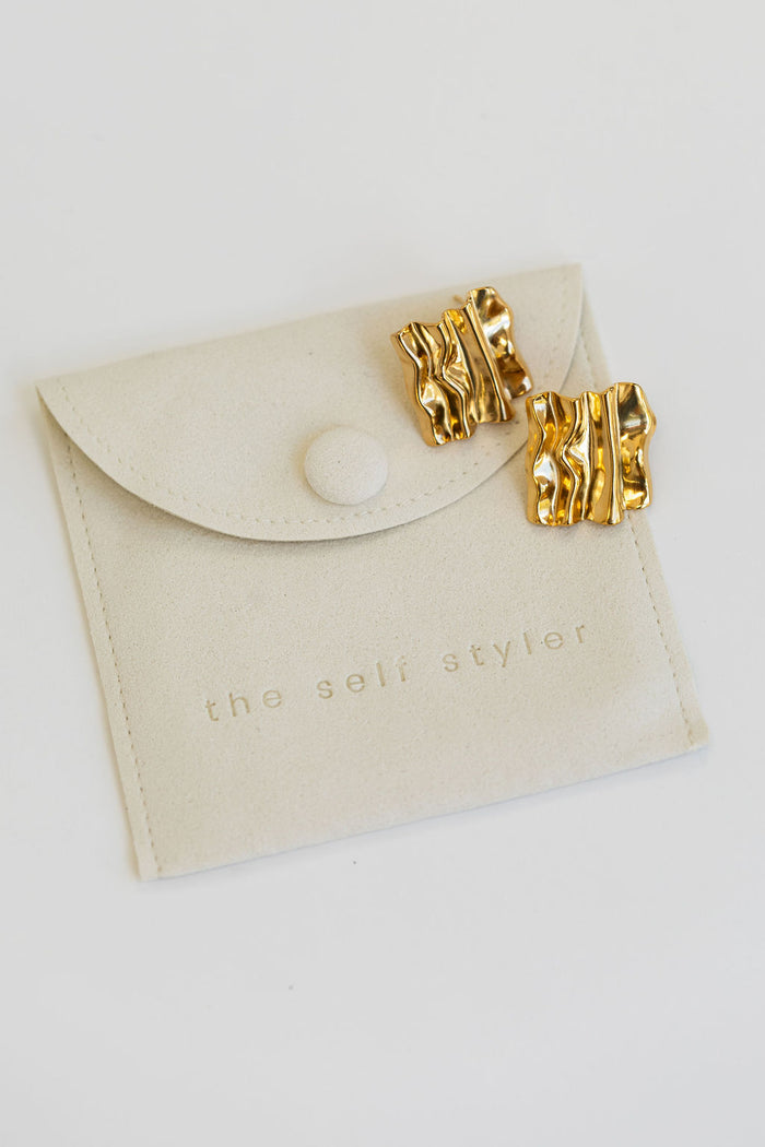 Esme Square Stud Earrings - Gold - The Self Styler