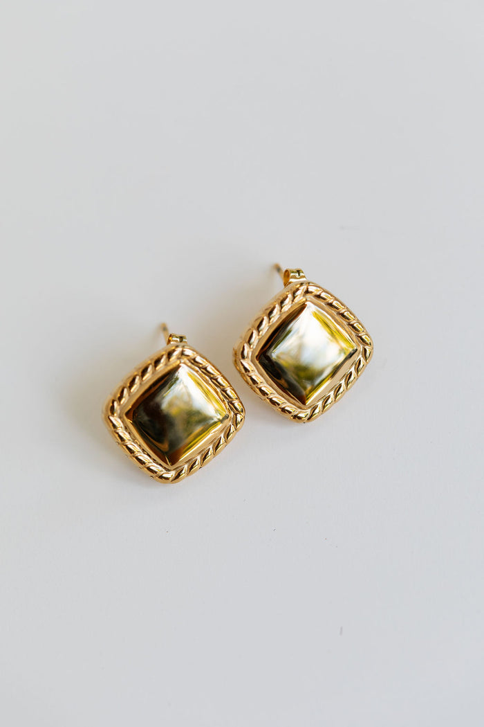 Estelle Square Stud Earrings - Gold - The Self Styler