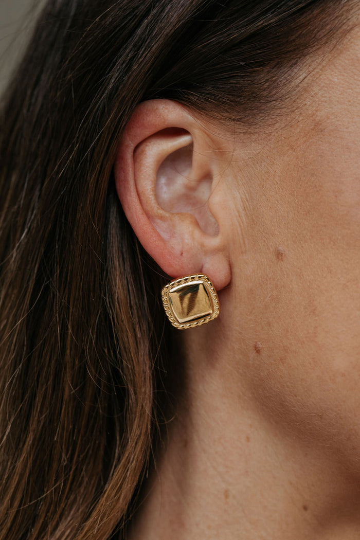 Estelle Square Stud Earrings - Gold - The Self Styler