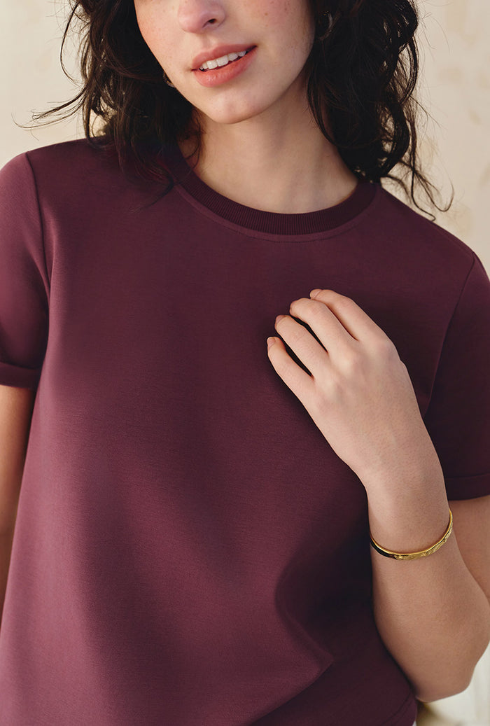 Petite Studio's Eunice Cotton T-shirt in Angora Red