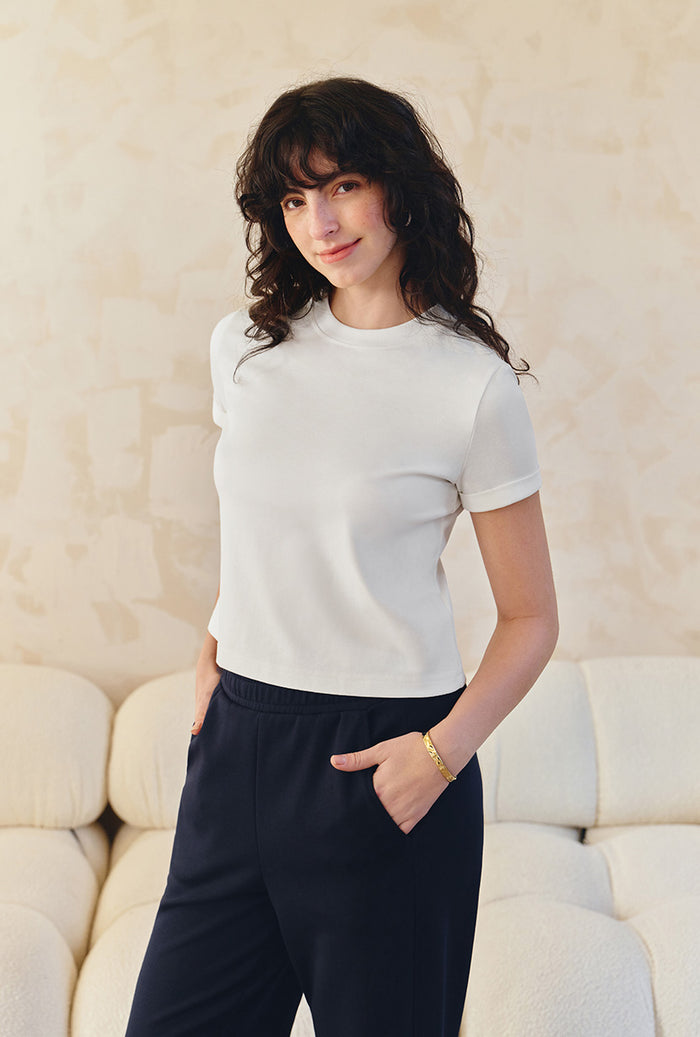 Petite Studio's Eunice Cotton T-shirt in Ivory