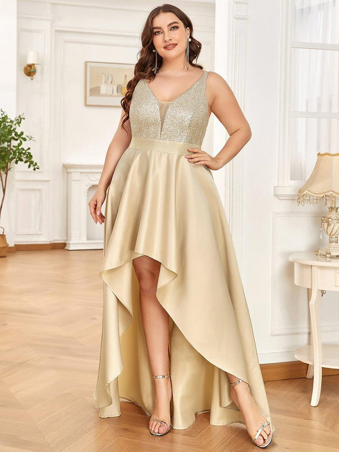 Sparkly High-Low Cruise Journey Dress #color_Rose Gold
