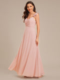 Backless Chiffon Ruffled Bridesmaid Dress #color_Pink