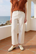 Petite Studio's Evie Mid-Rise Barrel Jeans in White
