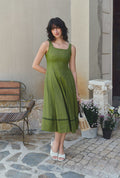 Petite Studio's Fenton Panel Linen Dress in Green