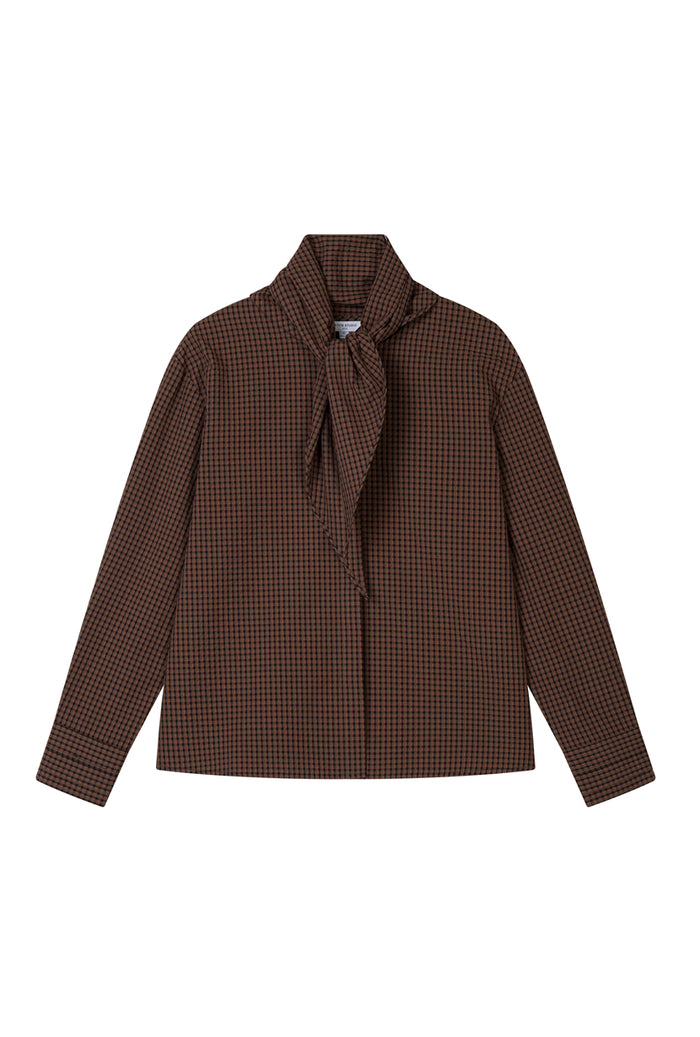 Petite Studio's Finn Cotton Scarf Shirt in Brown