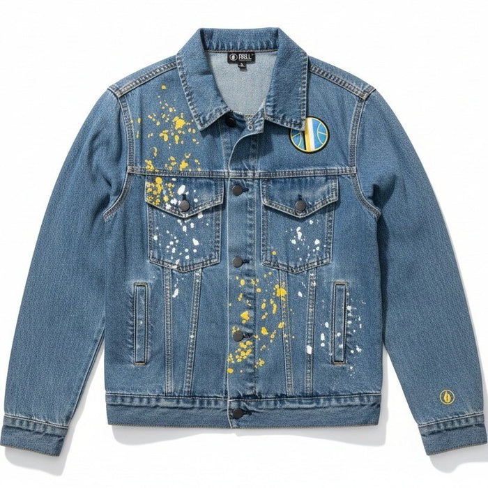 FISLL Angel Reese women's denim jacket in small size, featuring classic styling and visible front pockets.