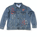 Fisll Indiana Fever custom denim trucker jacket featuring Caitlin Clark #22 WNBA, size XL, with detailed embroidery and denim texture.