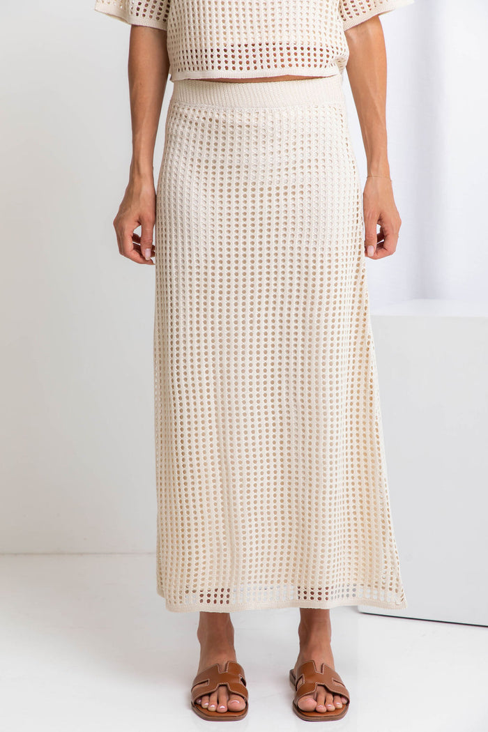 Florence Crochet Midi Skirt - Natural - The Self Styler