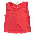 Fp Movement coral pink ribbed cropped tank top, performance workout shirt, XS/S size, displayed on a flat surface.