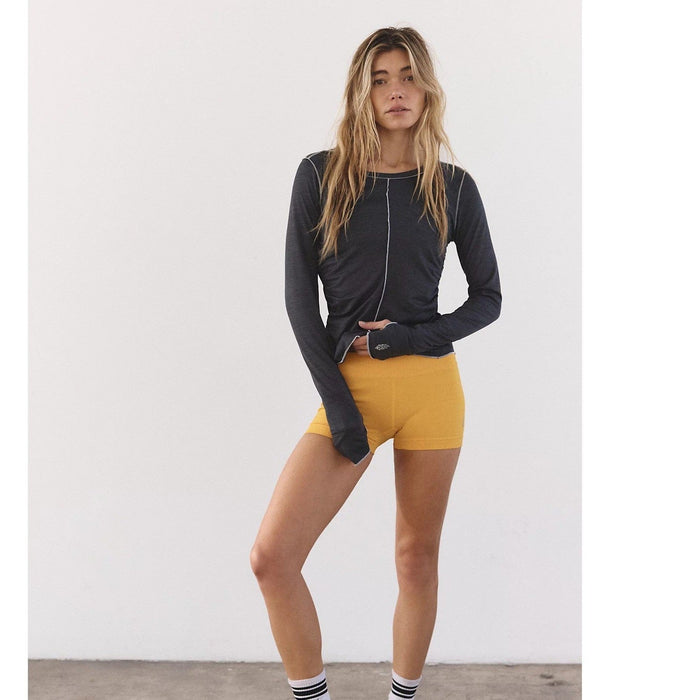 Women's Free People long sleeve T-shirt, right on run layer, in XS, soft fabric with a relaxed fit and casual style.