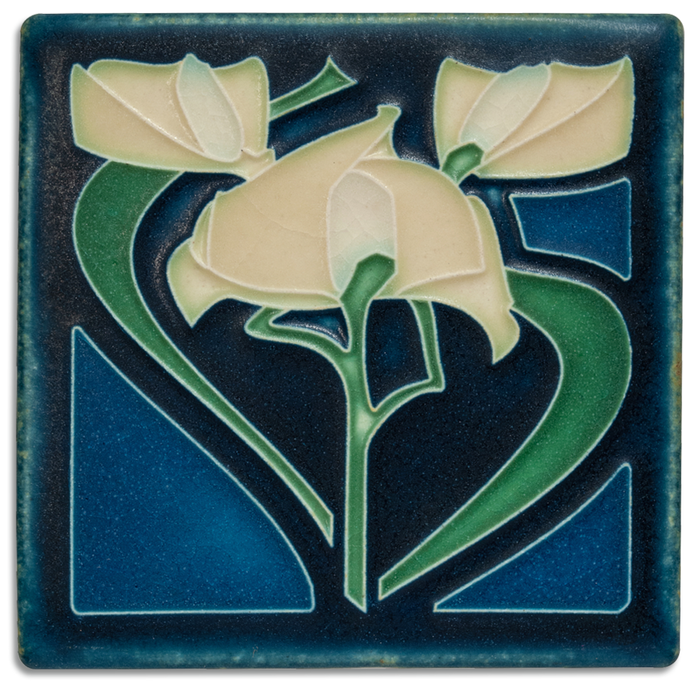 A gorgeous Arts Crafts floral motif art tile to add to your Motawi collection! Each art tile is handmade in Ann Arbor, Michigan.