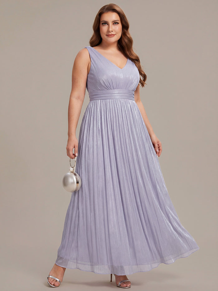 Gathered Sea-island filament fabircs Sleeveless Evening Dress #color_Frosted Lilac