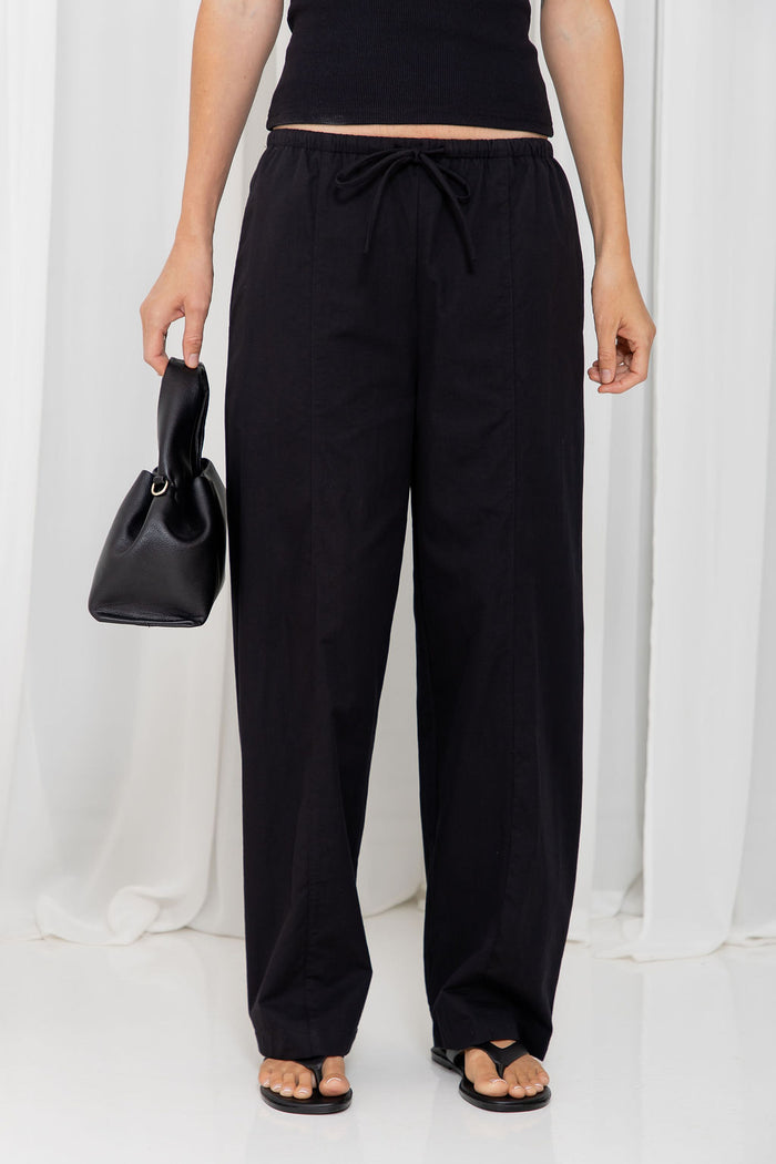 Georgie Barrel Leg Pants - Black