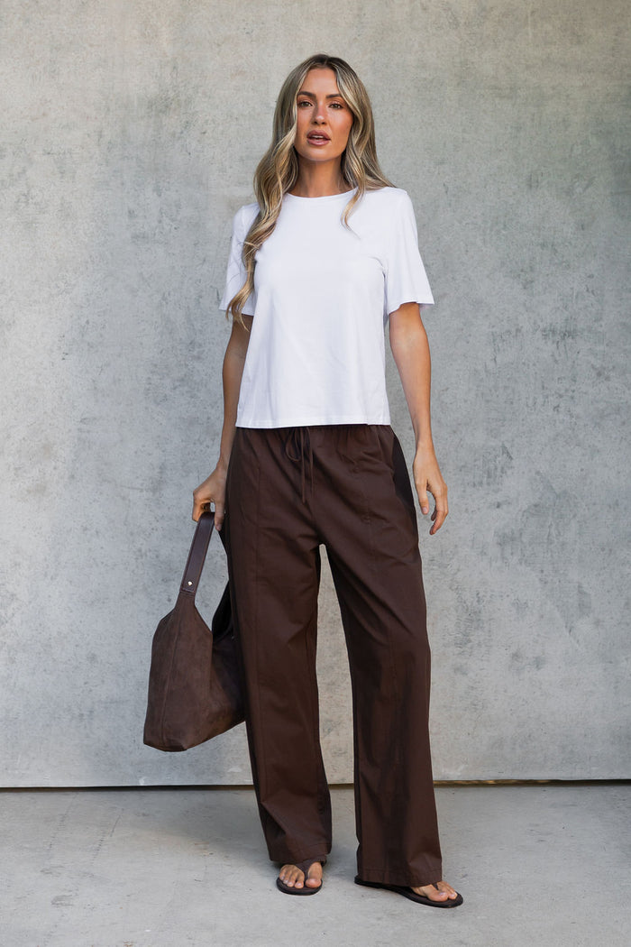 Georgie Barrel Leg Pants - Chocolate