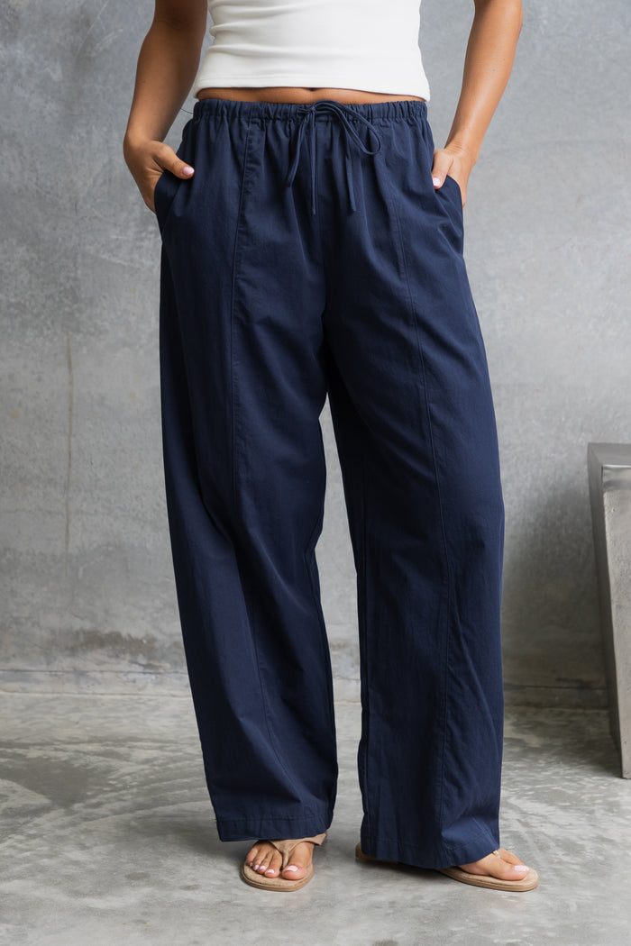Georgie Barrel Leg Pants - Navy