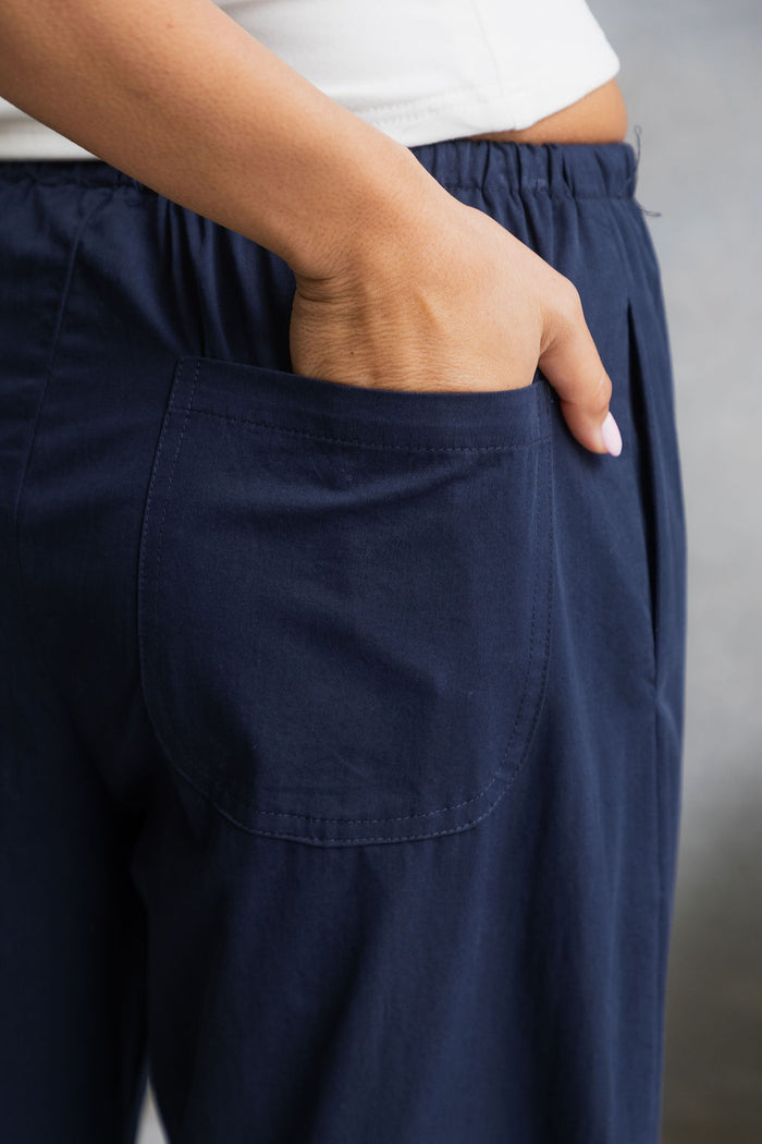 Georgie Barrel Leg Pants - Navy