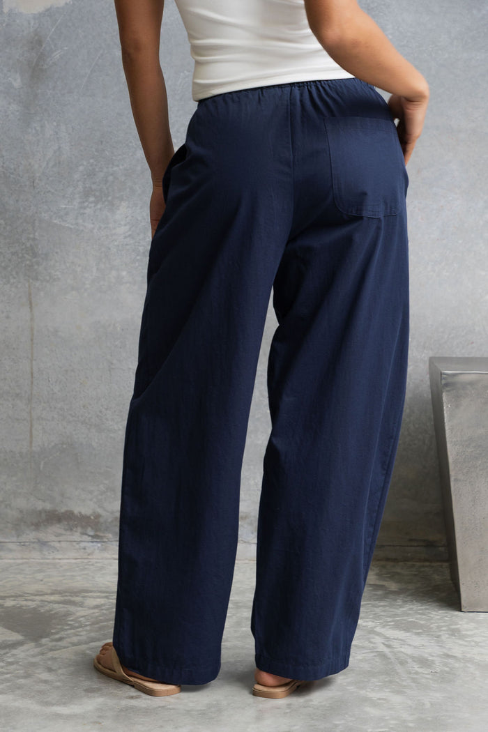 Georgie Barrel Leg Pants - Navy