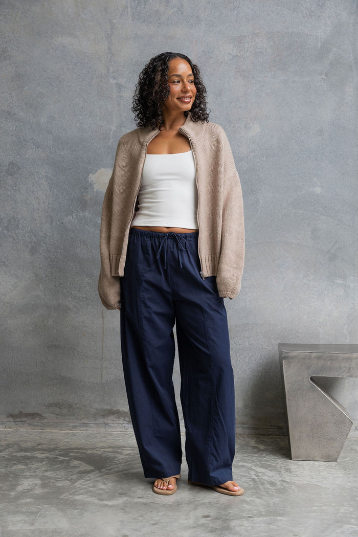 Georgie Barrel Leg Pants - Navy