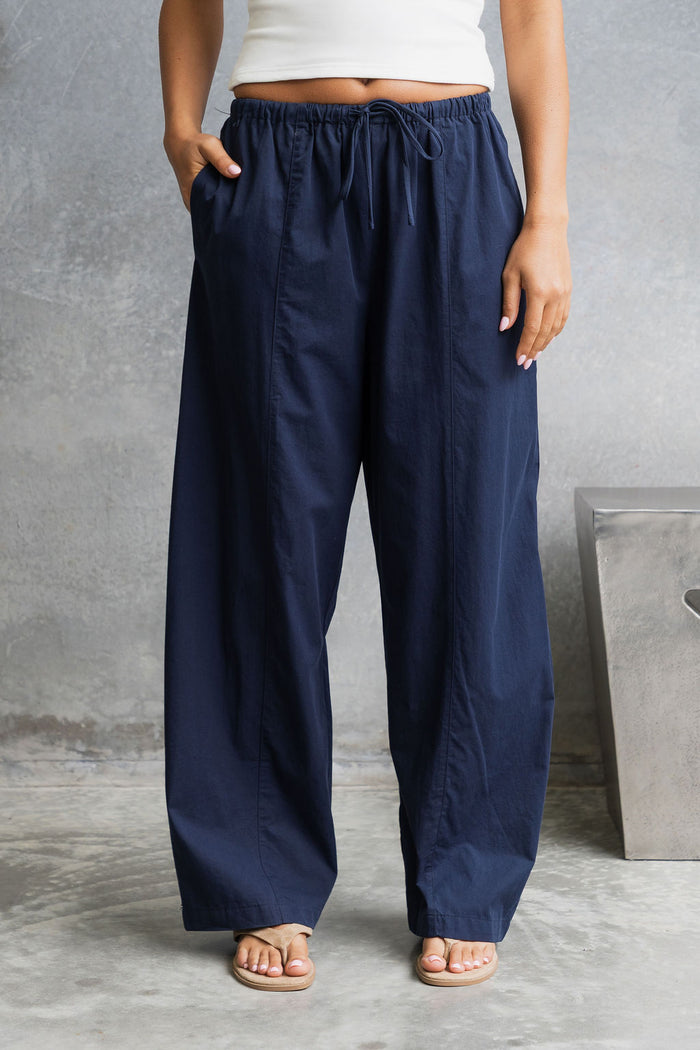 Georgie Barrel Leg Pants - Navy