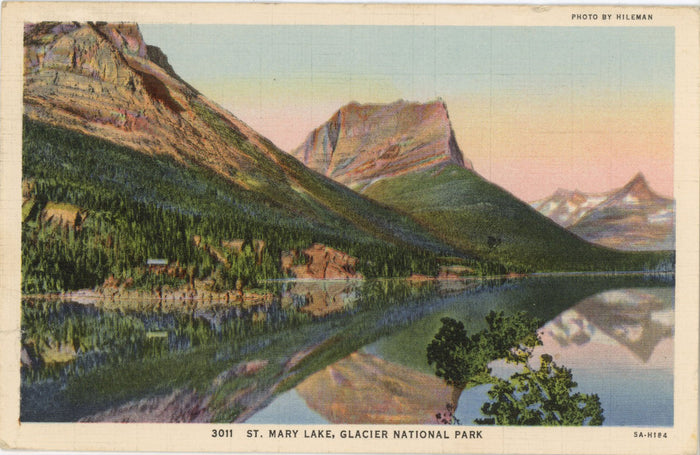 Glacier National Park St. Mary Lake Vintage Montana Postcard 1938 - Vintage Postcard Boutique