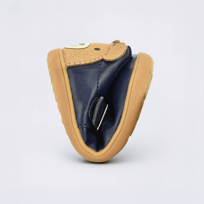 Goodall Navy barefoot toddler shoe - flexed