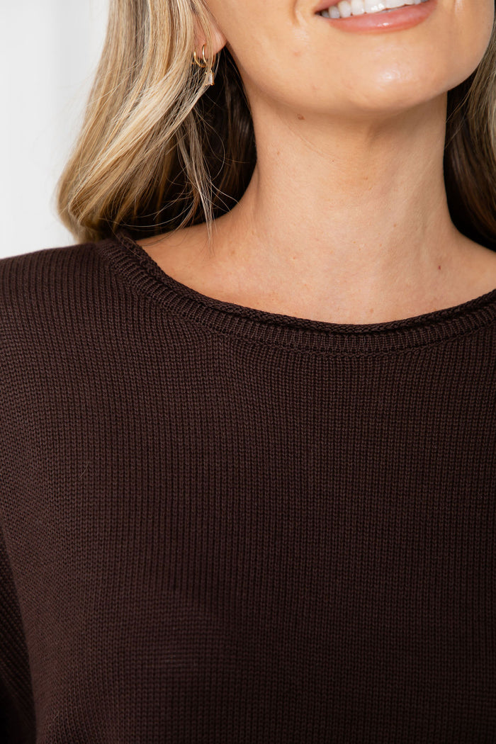 Gracie Fine Knit Top - Chocolate