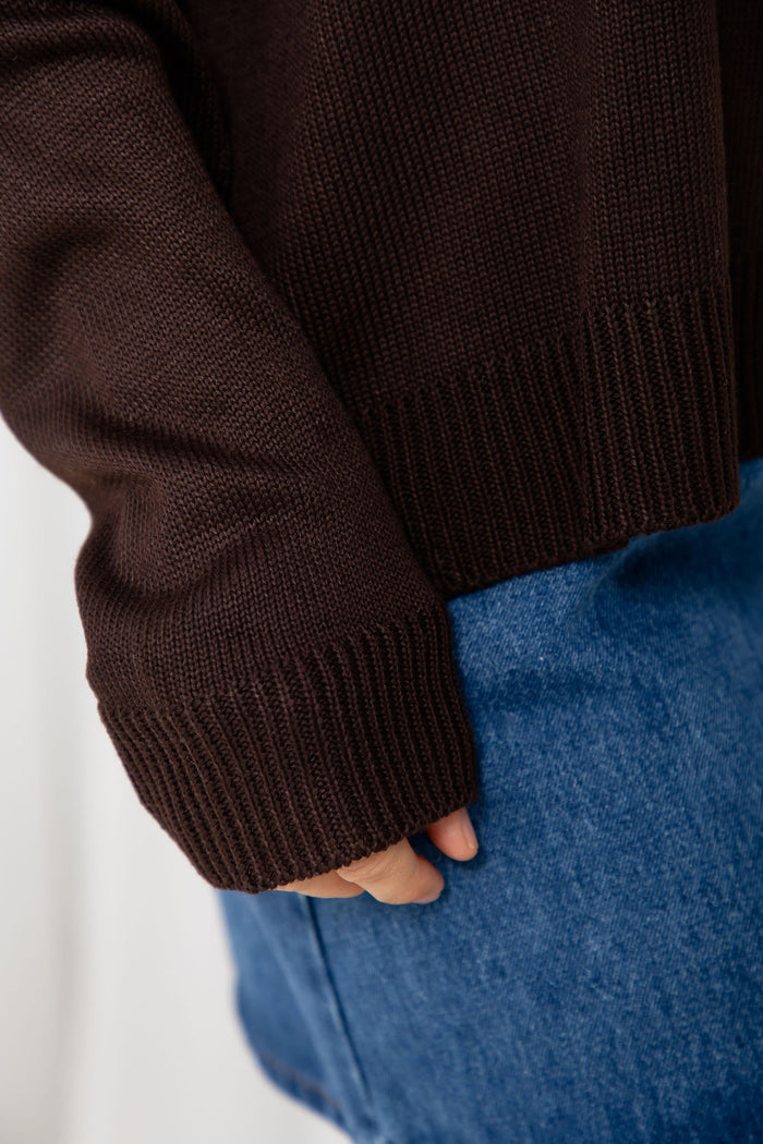 Gracie Fine Knit Top - Chocolate