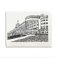 Grand Hotel #2. A casually elegant card featuring a digital reproduction of a block print design with the same title by Natalia Wohletz of Peninsula Prints, Milford and Mackinac Island, Michigan.