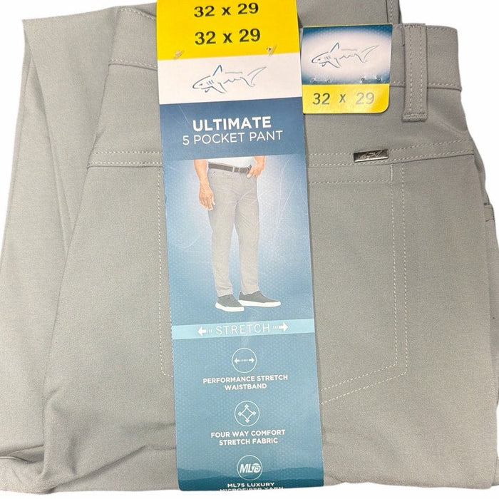 Greg Norman luxury microfiber 5-pocket pants in black, size 32x29, featuring a classic design and comfortable fit.