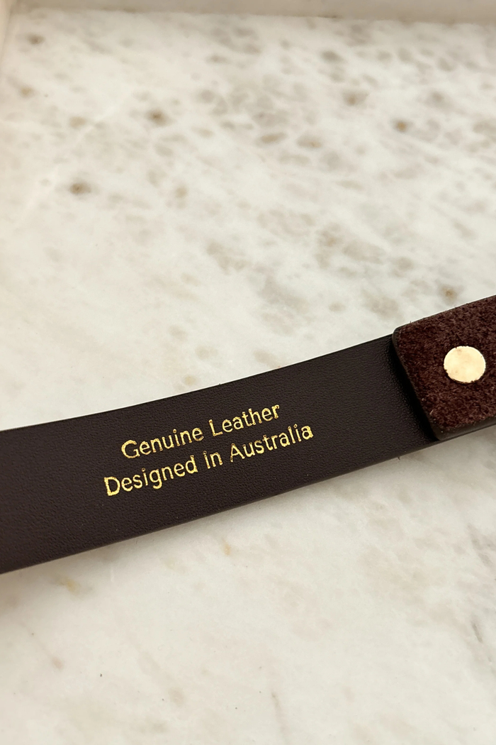 Halley Genuine Suede Belt - Brown/Gold