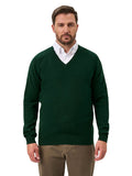 HAMPSHIRE CLASSIC TARTAN GREEN V NECK JUMPER