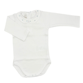 White baby bodysuit with long sleeves on a white background