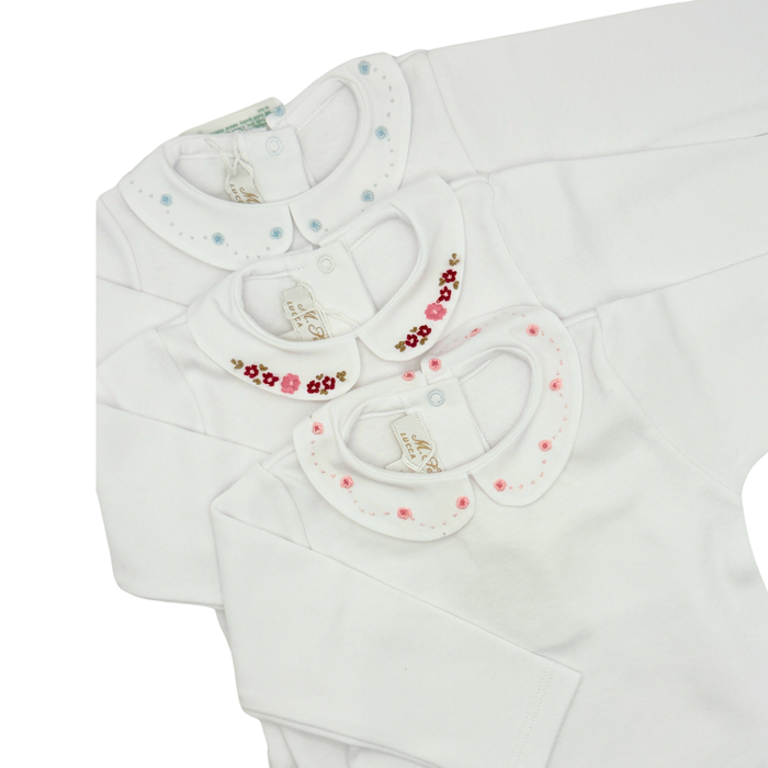 Hand Embroidered Onesie Fuchsia Flowers
