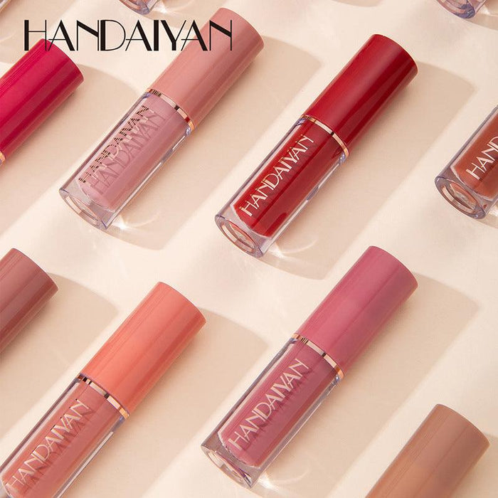 HANDAIYAN 12 Color Book Lip Gloss Set Liquid Lipstick Set Matte Pearlescent Non-Stick Cup Lip Glaze - MyStoreLiving
