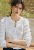 Petite Studio's Hannah Cashmere Cotton Blend Cardigan in Ivory