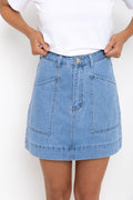 Heidi Denim Mini Skirt - Light Wash - The Self Styler - The Self Styler