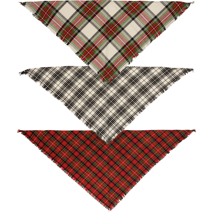 Holiday Plaid Pet Bandana- Large