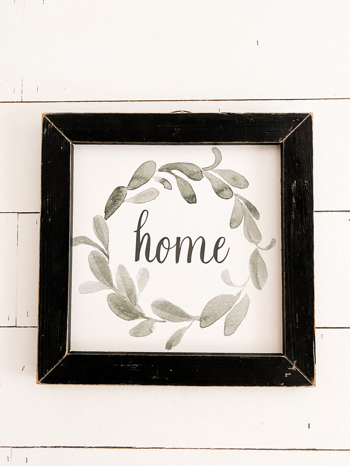 “Home” Watercolor Wreath Sign