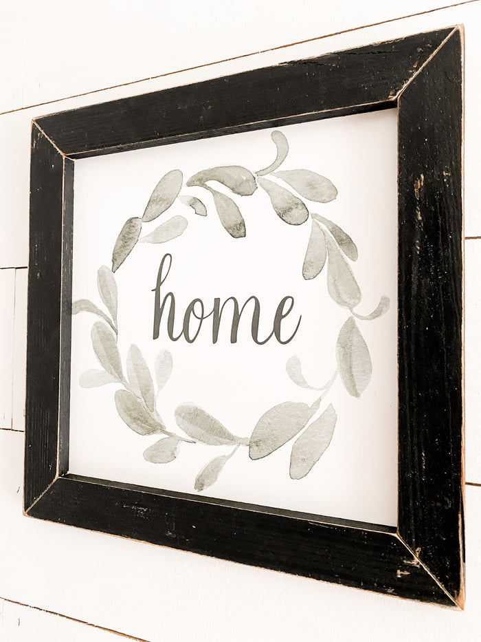 “Home” Watercolor Wreath Sign