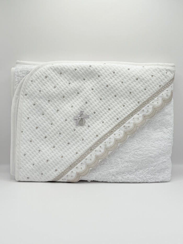 Hooded Towel XL Dots Grey