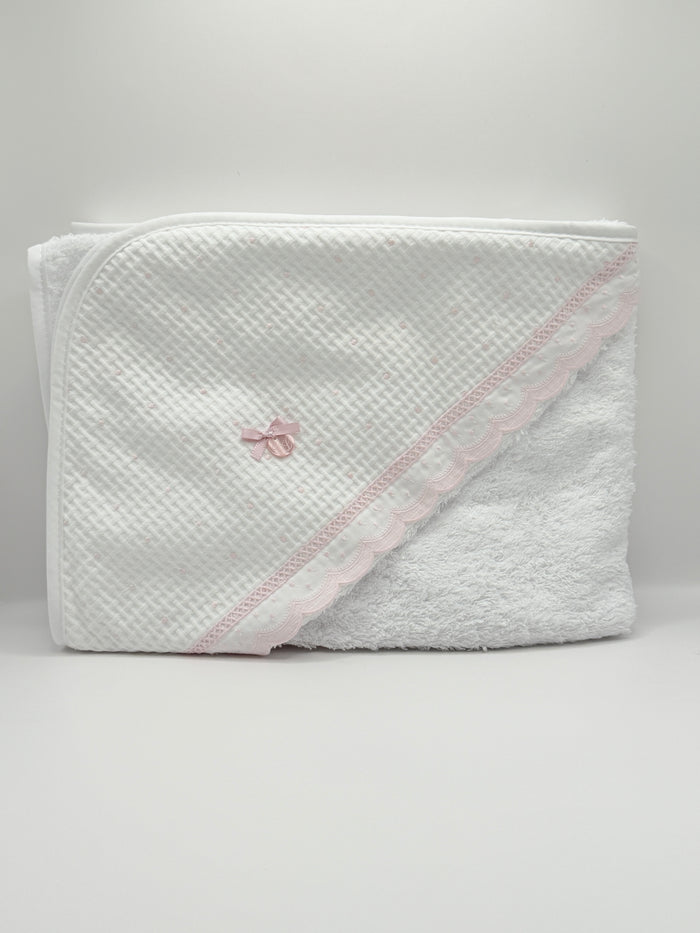 Hooded Towel XL Dots Pink