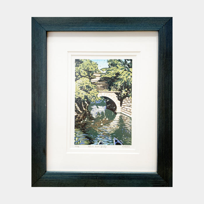 Huron River Bridge Original Block Print by Natalia Wohletz of Peninsula Prints.