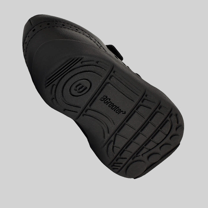Matte black barefoot girls school shoe - floating