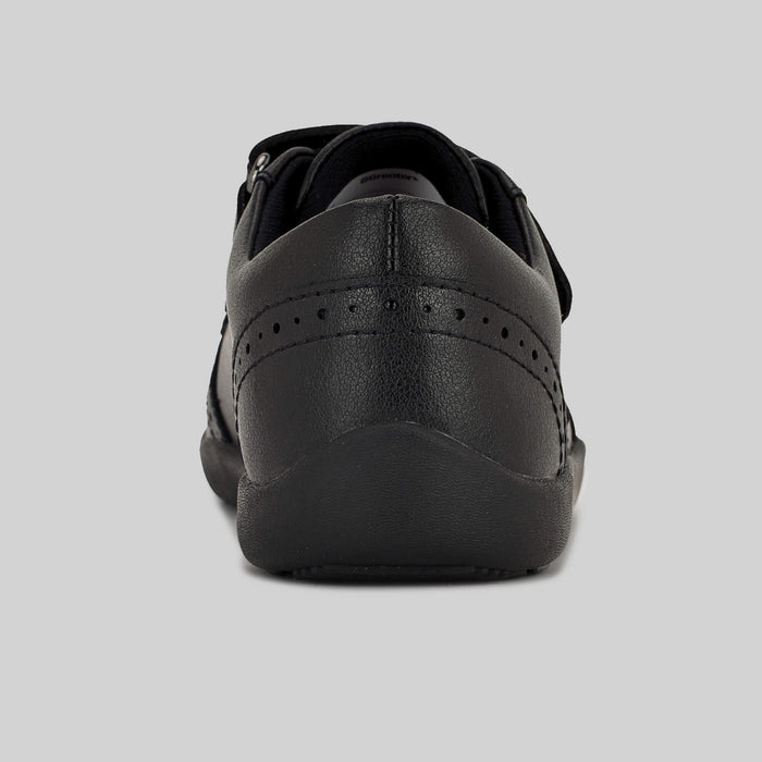 Matte black barefoot girls school shoe - inside facing away
