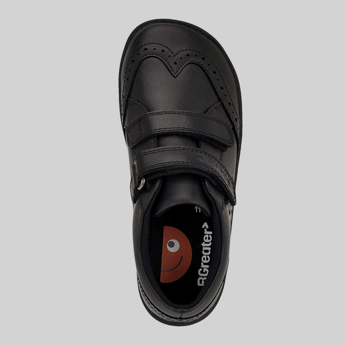 Matte black barefoot girls school shoe - top