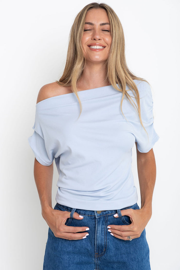 Jaimie Off-The Shoulder Top - Light Blue - The Self Styler