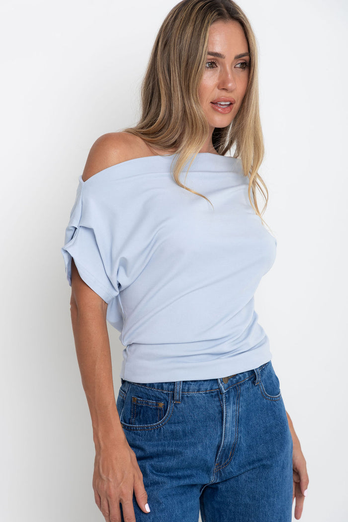 Jaimie Off-The Shoulder Top - Light Blue - The Self Styler